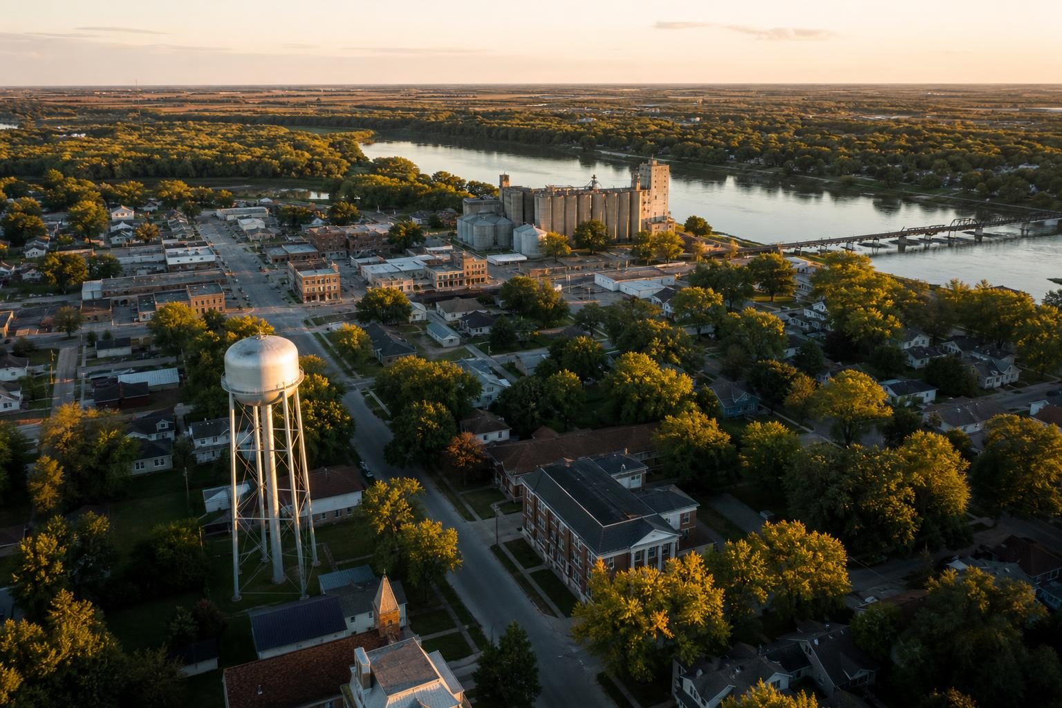 Aerial view over the Morris Illinois area